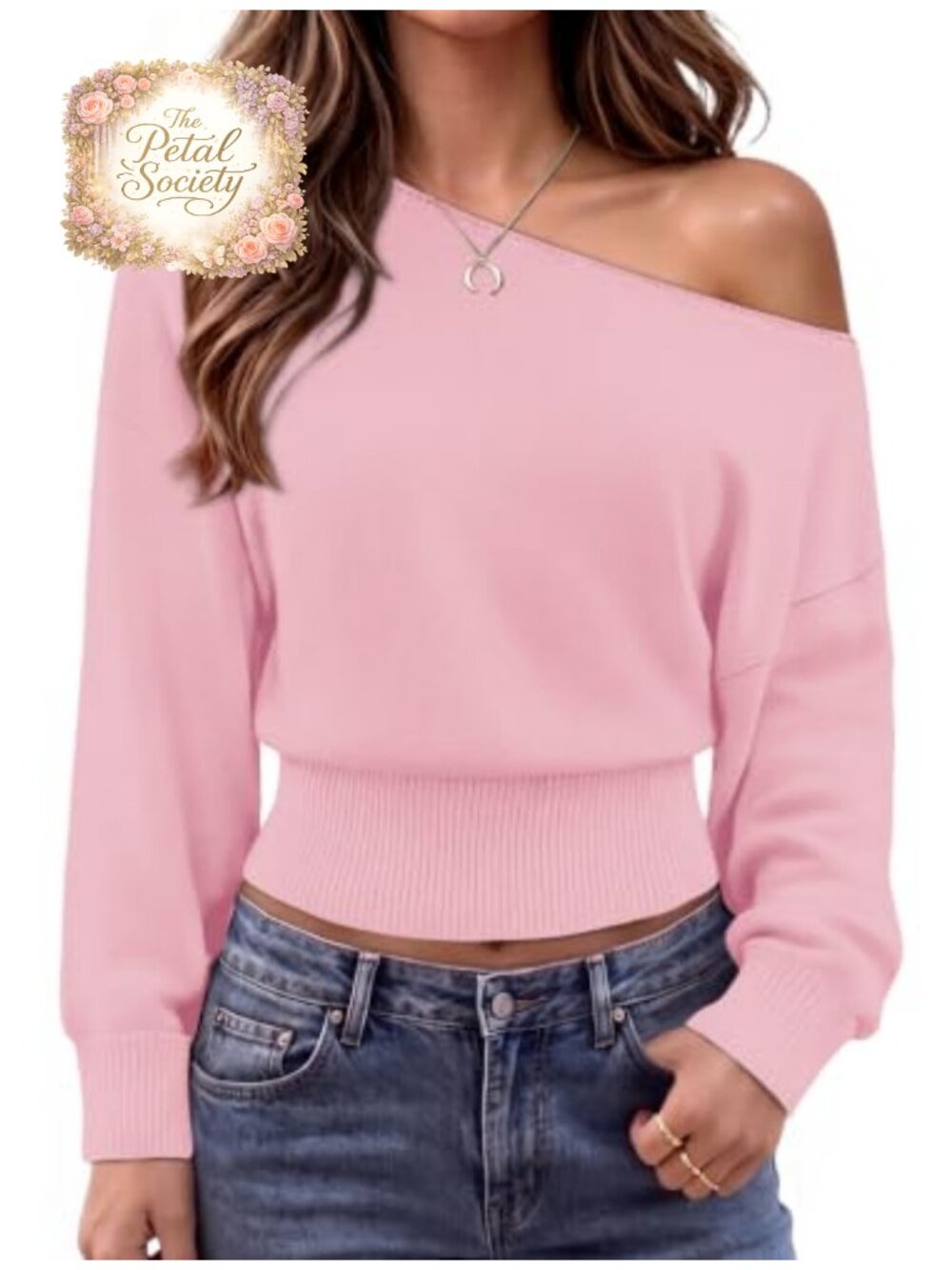Women's Off Shoulder Knit Pullover Sweater Comfy Fall Winter